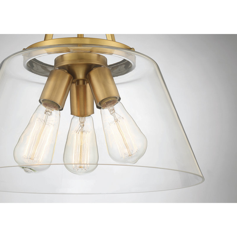 Luminaire suspendu conique unique à 3 lumières Macklin, Laiton chaleureux