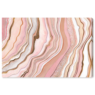 Abstrait, impression moderne sur toile rose moderne et contemporaine