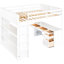 Lit mezzanine blanc avec rangement - Créez une chambre à coucher spacieuse et fonctionnelle, un bureau et des tablettes de couleur maximisant la surface en bois de pin sans fondation requise-284109131-284109130