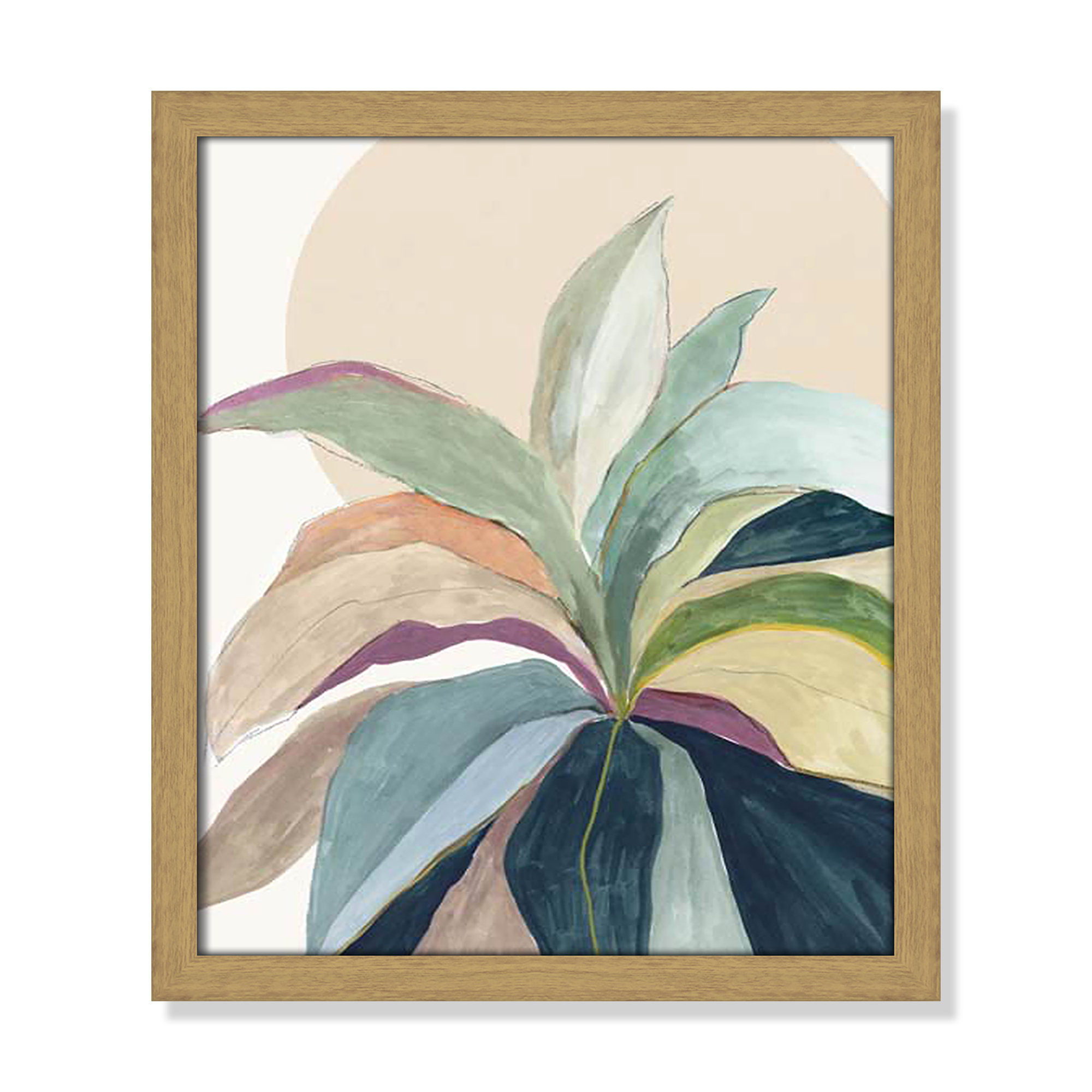 Sunny Bright Leaves II by Asia Jensen, 15" H x 13" W x 0.75" D, Natural Slim Unmatted Picture Framed