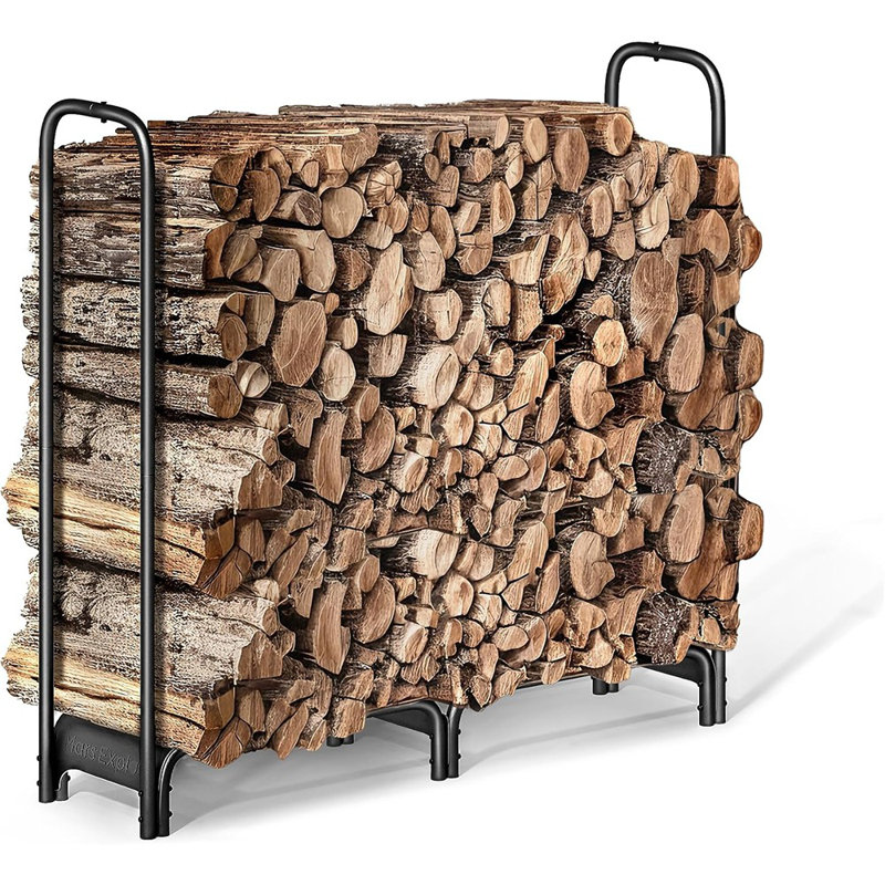 Support à bois de chauffage, supports de rangement robustes en bois de chauffage de 4 pi pour l'intérieur et l'extérieur, supports à bûches en métal pour le bois de chauffage