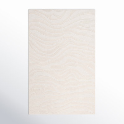 Burleson Abstract Hand Tufted Wool Area Rug in Ivory