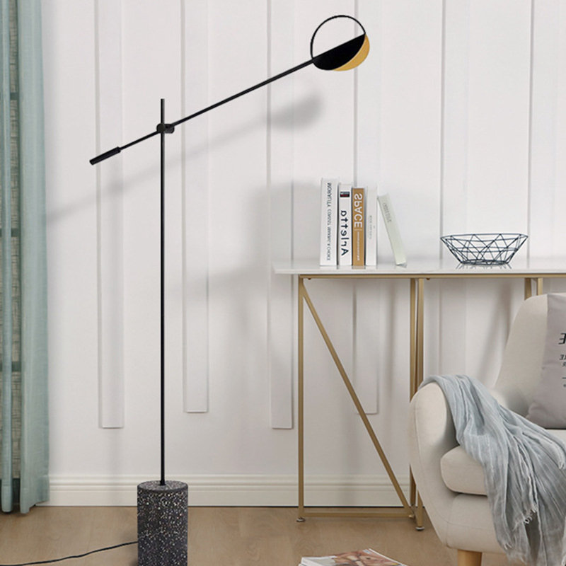 Saltimbanque Retro Marble Base Floor Lamp | Slim Frame | Warm 3500K | Industrial Style, Black