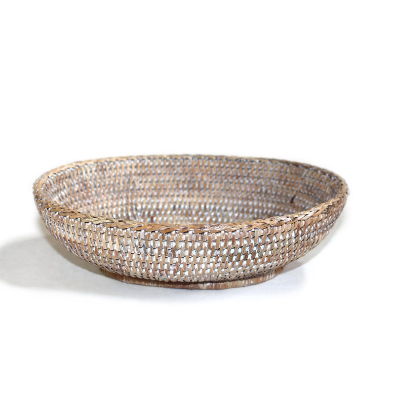 Rattan Bread Basket, White Wash