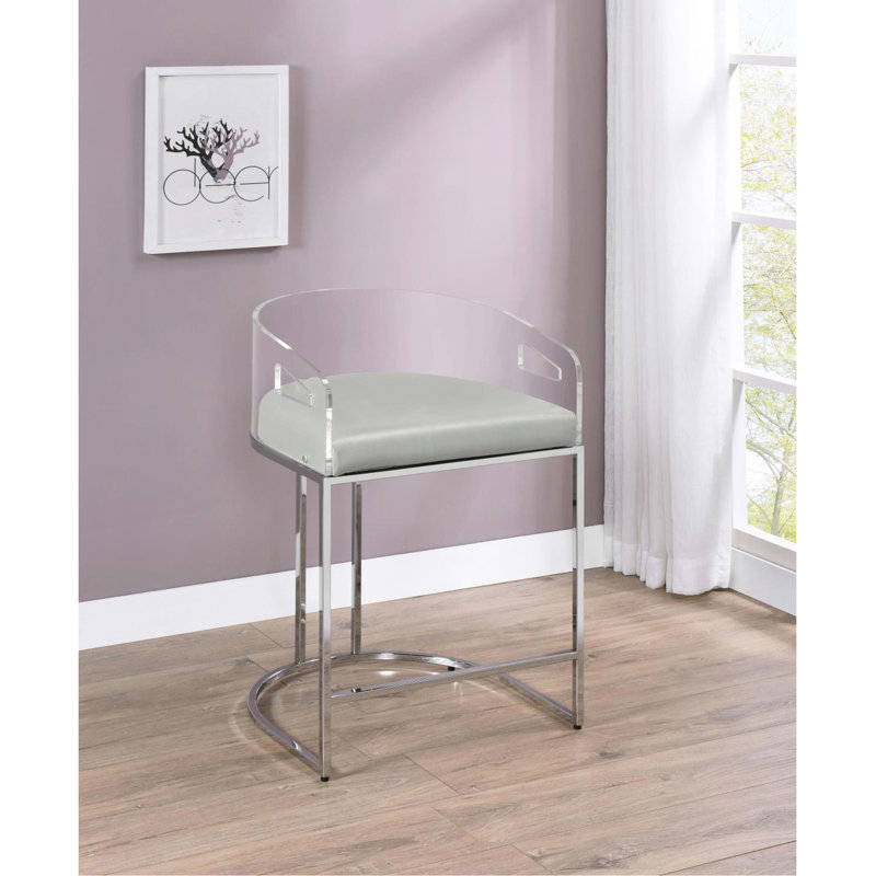 2 chaises de salle à manger à dossier en acrylique gris - Design élégant avec pieds modernes en métal 2