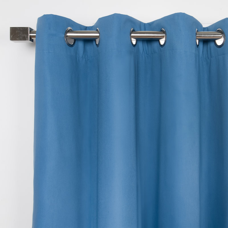 Rideau en mélange de coton, Bleu, L 52 po x L 96 po