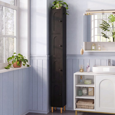  Armoire de rangement haute et étroite, armoire de rangement mince pour salle de bain avec tablettes réglables et 4 pieds réglables, organisateur de salle de bain autoportant pour les petits espaces, cuisine, salle de lavage, salon