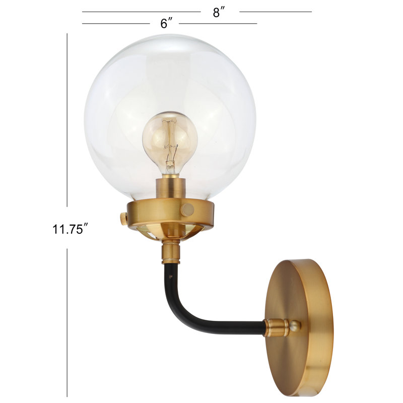 Armed Sconce, 20cm, Brass Gold/Black