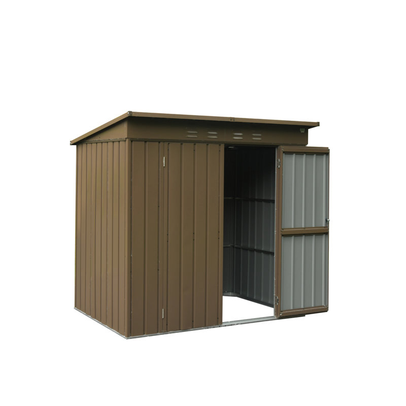 Outdoor Metal House 6x4 Ft - Lockable Double Door, Waterproof, Sloping Roof, Ventilation, For Backyard Ventilation