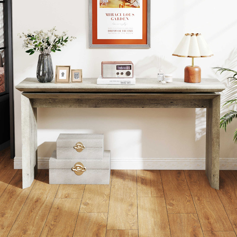 58 Inch Wide Rectangular Console Table, Farmhouse Hallway Entryway Table