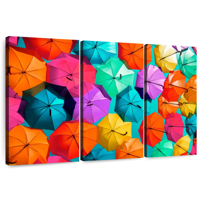 Kerner Colourful Umbrellas - Turquoise Sky III, 36" H x 57" W