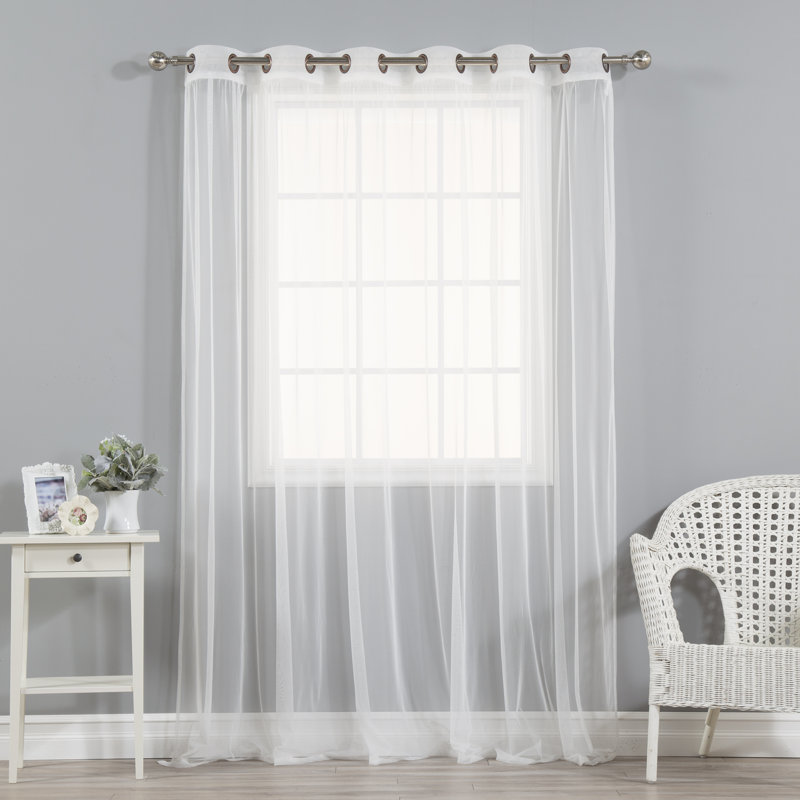 Elen Polyester Sheer Curtain Panel, 80" W x 84" L