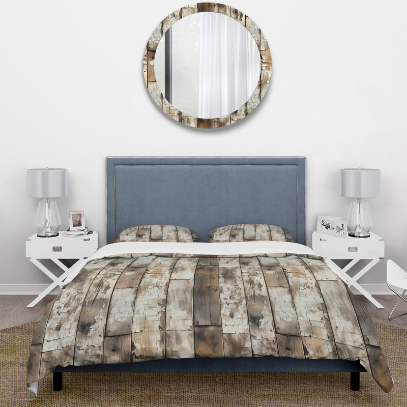 Rustic Farmhouse Weathered Planks II Duvet Cover, King Duvet Cover + 2 King Shams