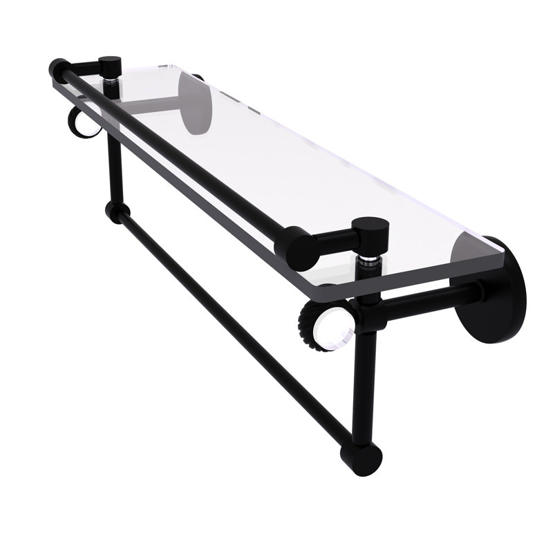 Tablette murale galerie de verre Margolis, Noir mat, H 6,7 po x l 22 po x p 5,8 po
