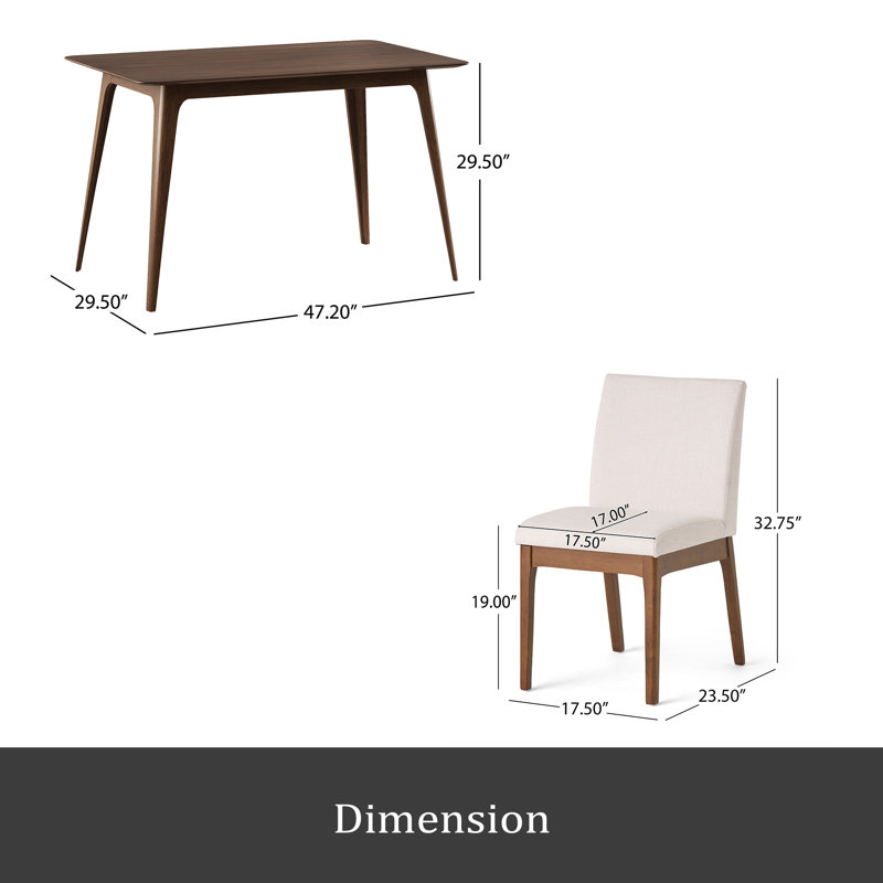 Ensemble de table de salle à manger 5 pièces avec une table en bois massif et 4 chaises rembourrées pour la salle à manger