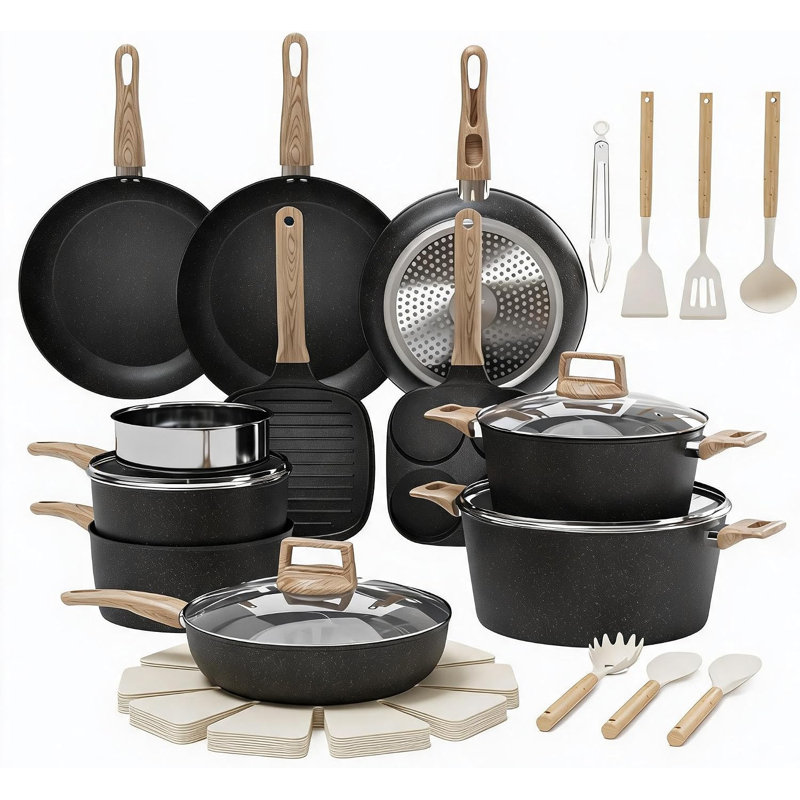 31-Piece Ceramic Non-Stick Cookware Set, Black