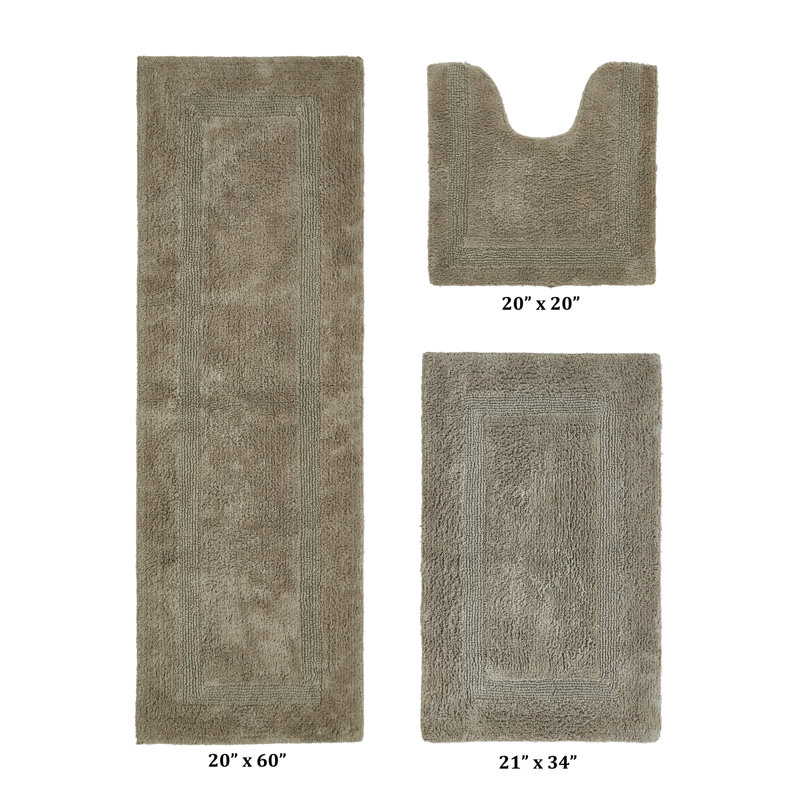 Annerose Premium 100% Cotton 3 Piece Bath Rug Sets, Machine Washable, Super Absorbent & Tufted Weave Reversible Bath Mat for Bathroom, Shower, and Tub, Oeko-Tex Certified Bathroom Rugs