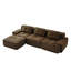 Canapé modulaire en forme de L de 117 pouces, tissu en velours côtelé, siège profond, repose-pieds mobile, conception capitonnée, sans assemblage, base antidérapante, brun-1000178021
