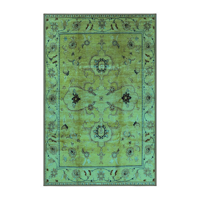Tapis oriental en laine / polyester tissé à la machine en bleu