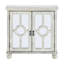 Commode d'appoint en blanc antique avec portes en miroir et unité de rangement pour chambre à coucher avec porte à finition moderne