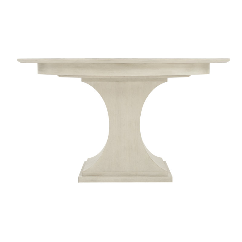 Cerused Linen White Round Extendable Wood Dining Table