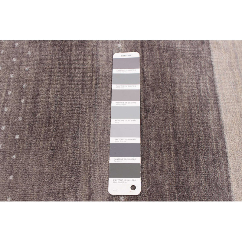 Tapis gris foncé en laine noué à la main Franzpeter