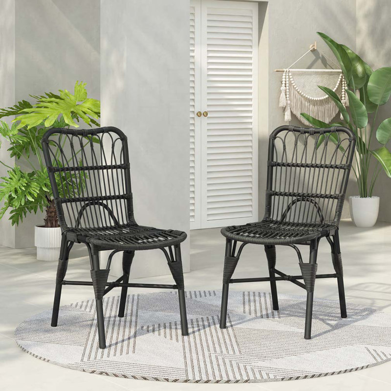 Chaises de patio d'extérieur en osier, Noir/gris