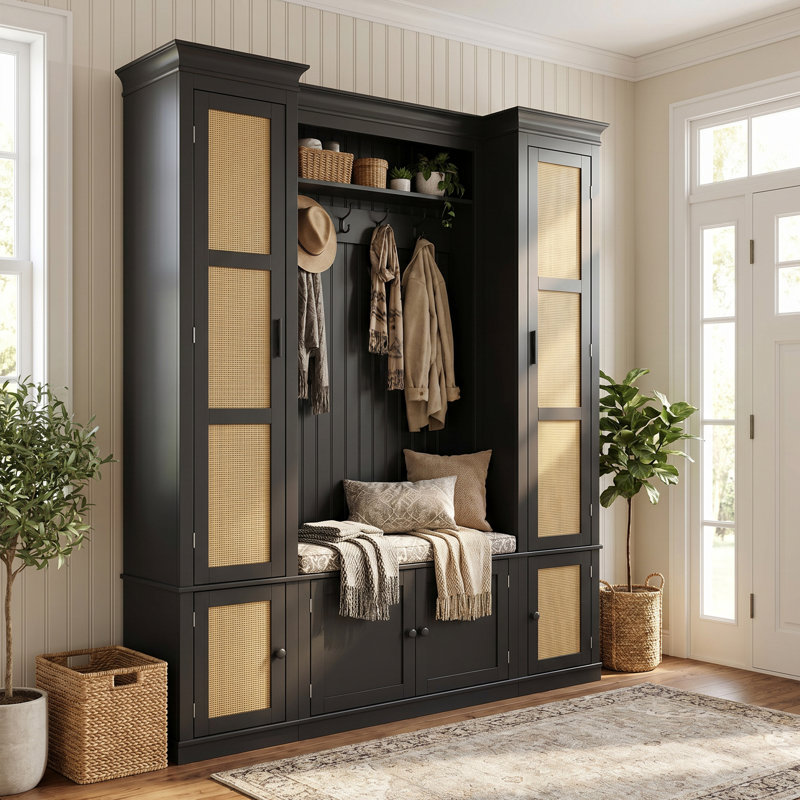 Arbre d'entrée l 63,2 po avec banc et rangement pour chaussures