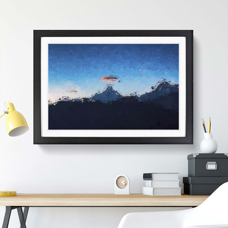 Fishtail Mountain Nepal in Abstract - Picture Frame Graphic Art Print, 27cm H x 36cm W x 2cm D, Black Framed