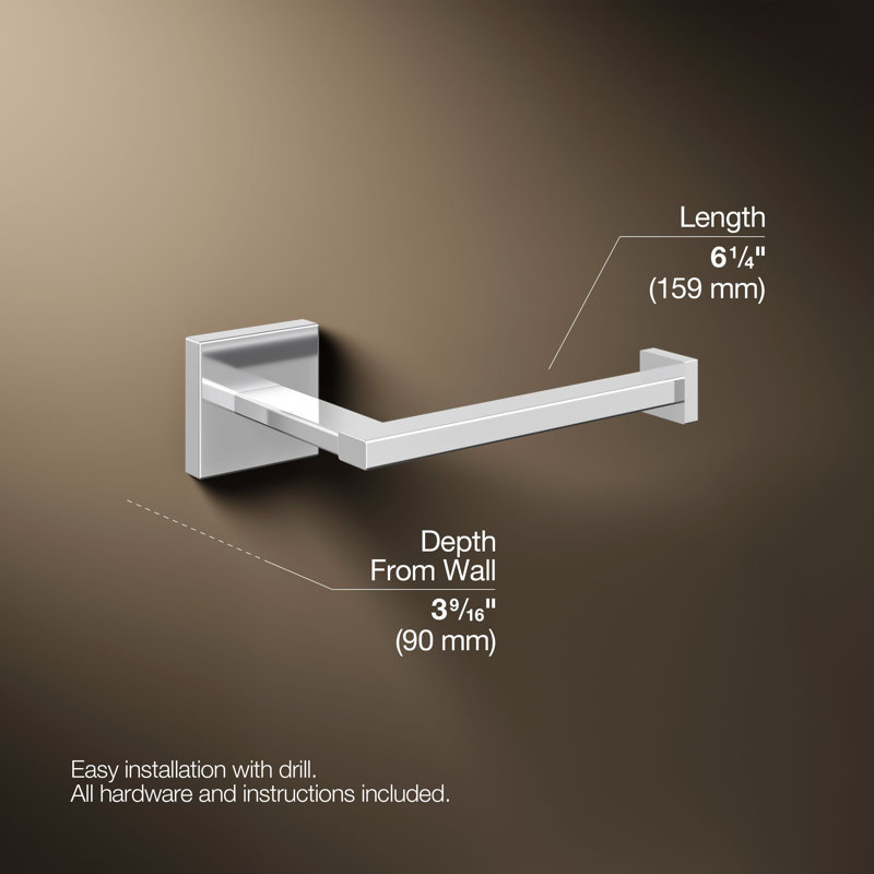 Square Toilet Tissue Holder, Polished Chrome