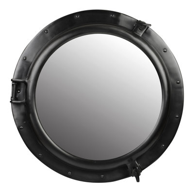 Pewter-coloured Aluminium  Porthole Mirror Inglenook