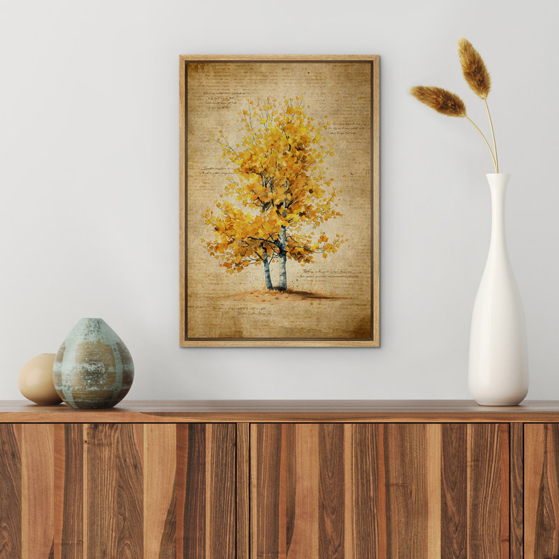 Lettre pour automne automne, impression sur toile encadrée de décorations murales pour chambre à coucher jaune, Naturel