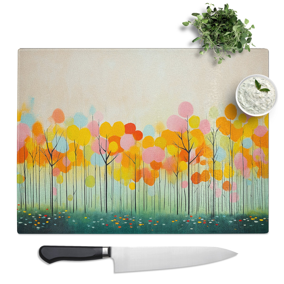 Spring Forest Minimalism No.2  Glass Chopping Board