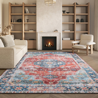 Tapis bleu / rouille Danna Performance