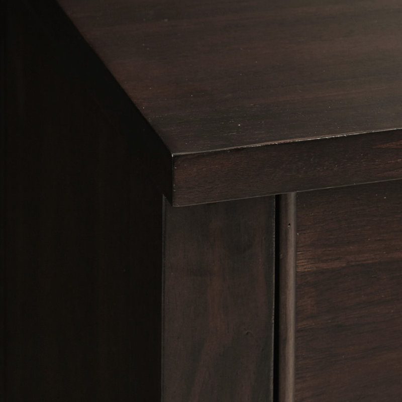 Commode - 2 tiroirs, bois massif, objet décoratif avec tiroirs en bois foncé