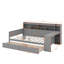 Lit de jour en bois avec tablettes de rangement, lit multifonctionnel avec deux tiroirs de rangement et bureau d'étude-27644745