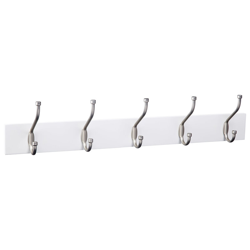 Rectangular Farmhouse Wall-Mounted Coat Rack, White
