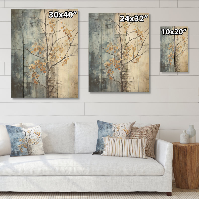 «Minimalist Granite Grape Leaves I», art mural en bois sur bois de pin naturel, H 20 po x l 10 po