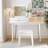 43.3" Classic Wood Makeup Vanity Set with Flip-top Mirror and Stool, Dressing Table with Three Drawers and storage space, White-779105498
