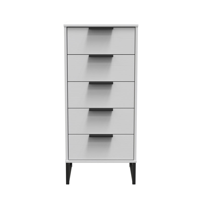 Turah 5 Drawer Bedside Cabinet (Ready Assembled), Grey Ash