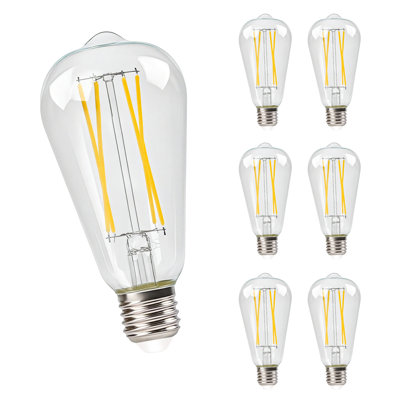 Paquet de 6 ampoules candélabres à DEL E12, blanc chaud 4W 2700K, filament en verre transparent, équivalent 40W, courant constant, protection des yeux, ampoules décoratives à bout de flamme pour lustres et appliques