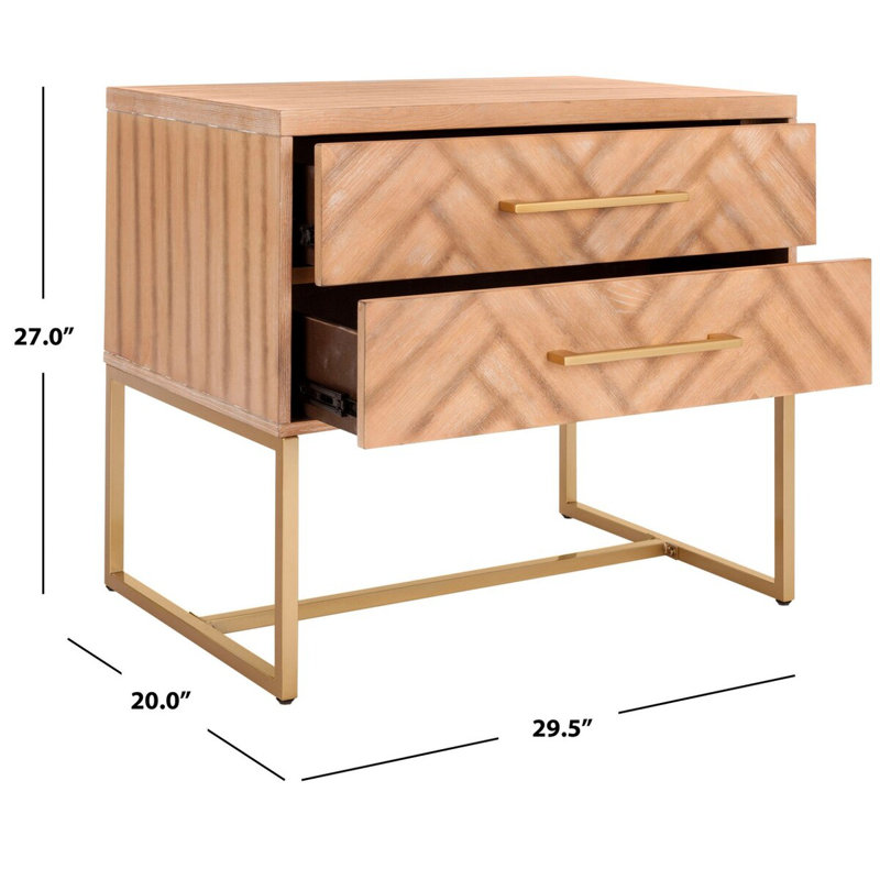Ensemble de chambre à coucher 2 pièces Sheldon, Chêne rustique / laiton
