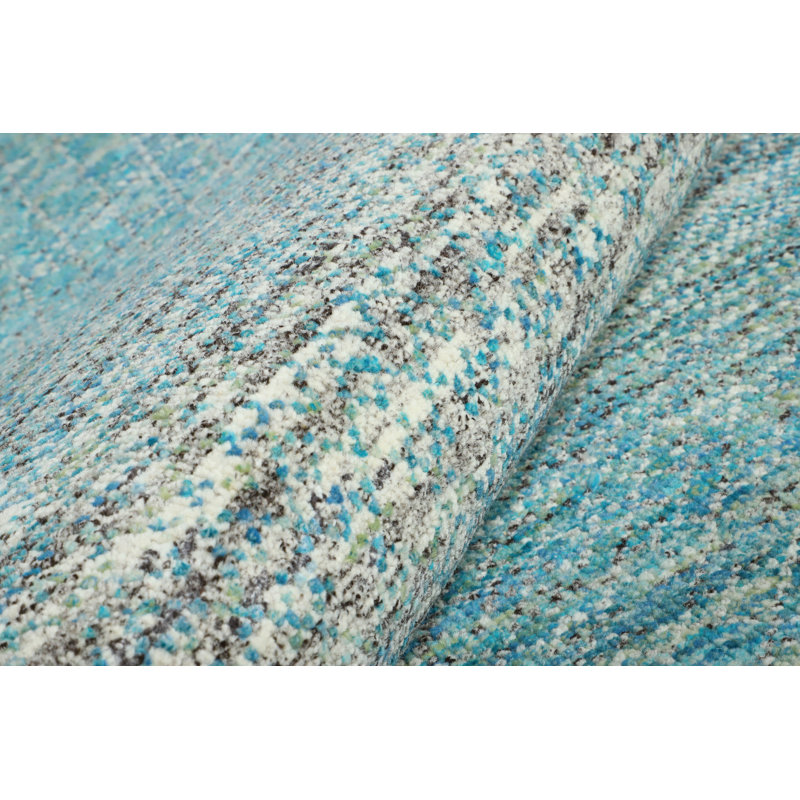 Hand-Knotted High-Quality Blue and Beige Runner, Runner 2'7" x 14'3"