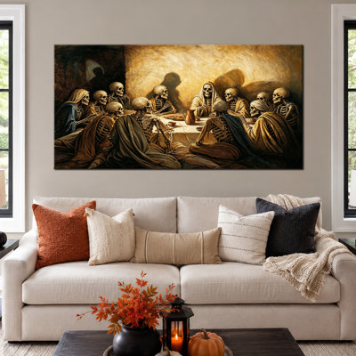 Décoration murale d'automne et d'Halloween, tableau sur toile de style gothique, toile tendue sur châssis pour salon ou entrée, 61 x 122 cm
