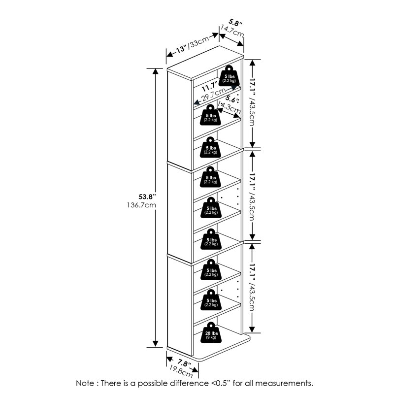 Support de rangement multimédia 9 tablettes avec tablettes réglables, Bois de pin ambré