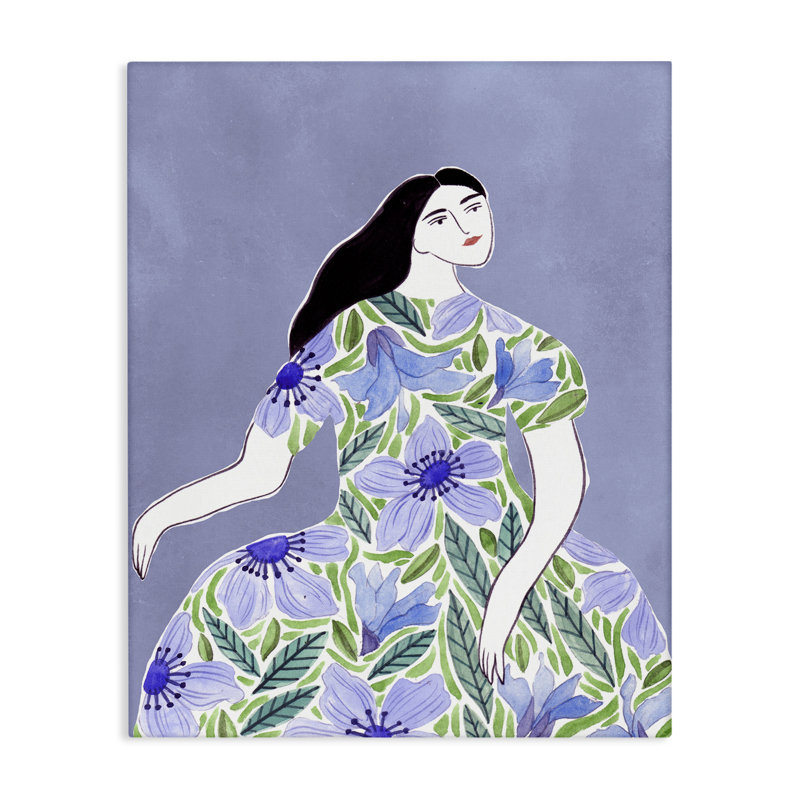  «Woman in Blue Floral Gown» par Melissa Wang, H 40 po x l 30 po