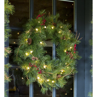 Faux Lighted Pine Wreath