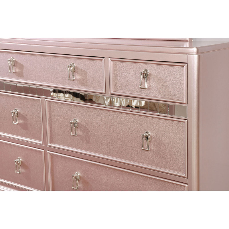 Commode 7 tiroirs Cravens, Or rose