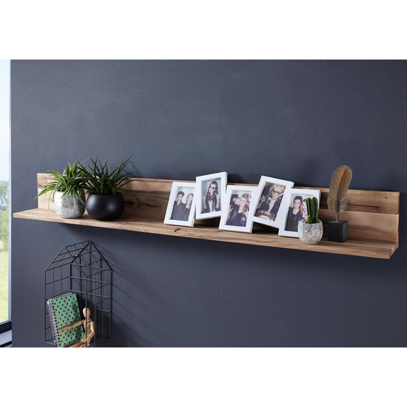 Montreux Oak Solid Wood Floating Shelf, Bianco, 19cm H x 115cm W x 17cm D