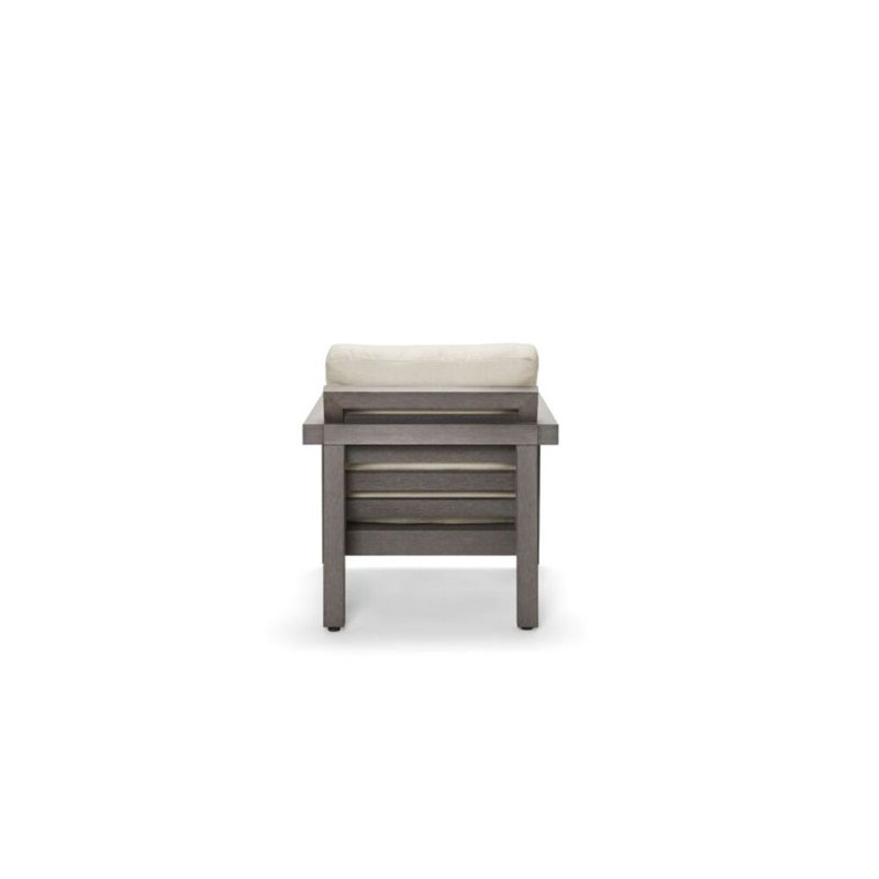 Sierra Outdoor Teak Lounge Chair, Bark, Canvas Heather Beige Sunbrella® Canvas